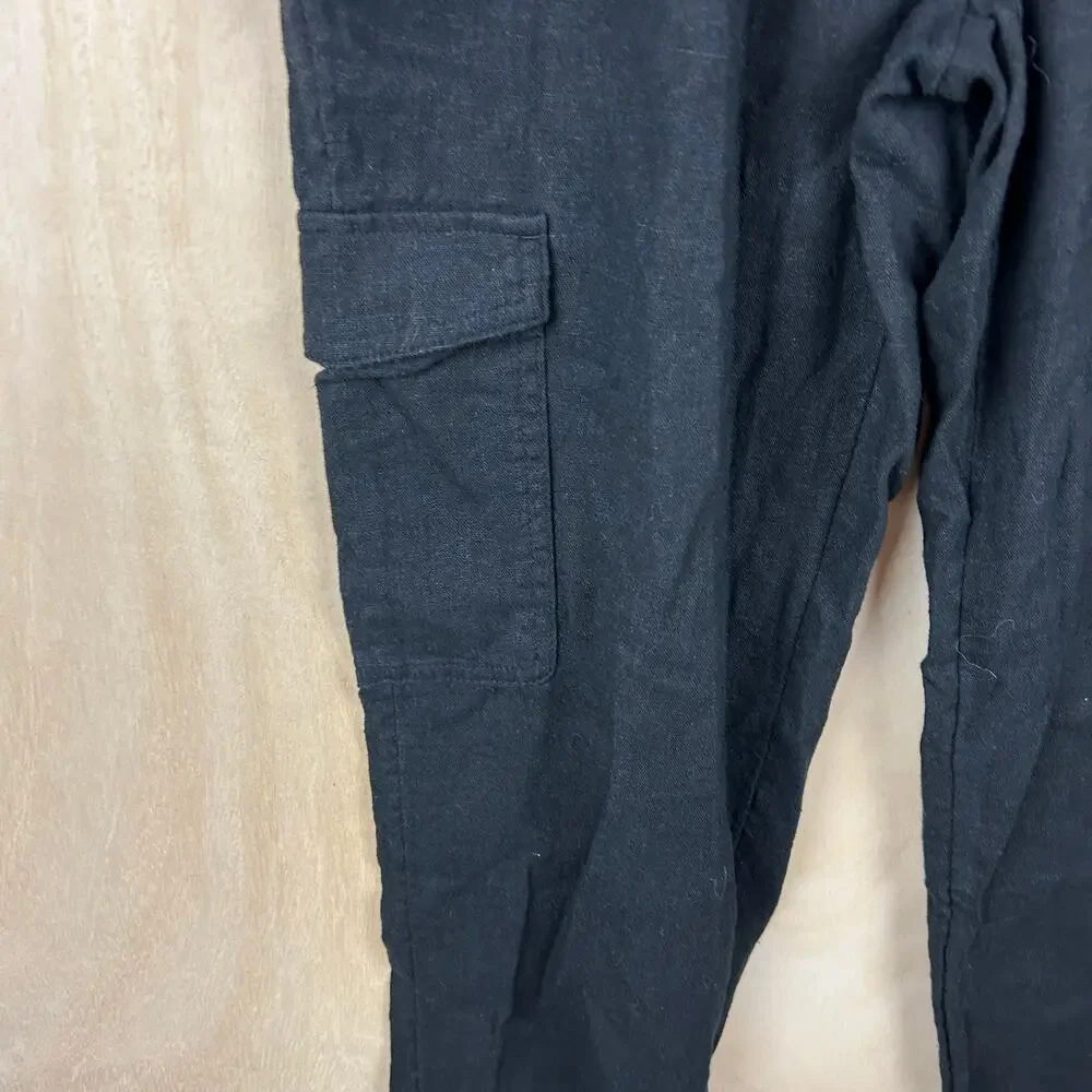 Banana Republic Black Linen Blend Parachute Pants –‎ Size XS